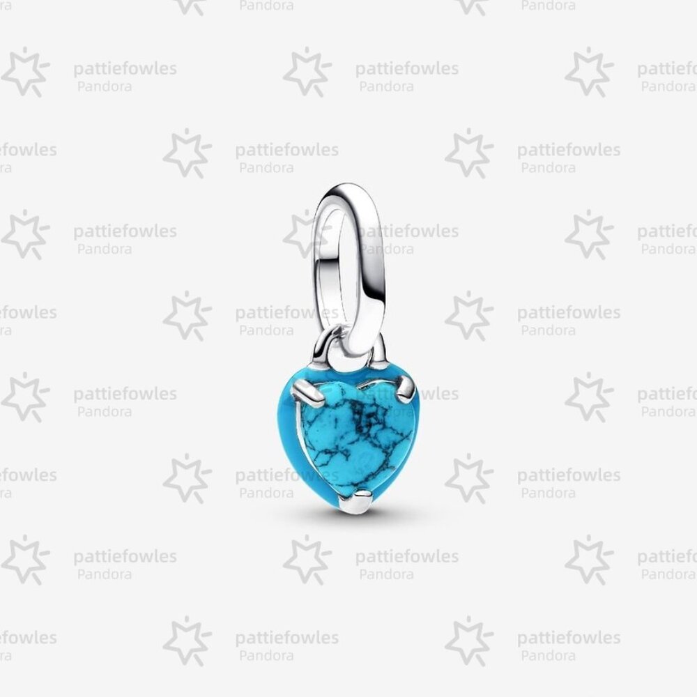 Pandora Turquoise-colored Heart Mini Dangle Charm